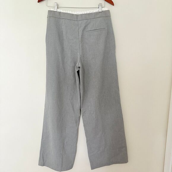 NWT Zara High Waist Gray Wide Leg Pants Drawstring Elastic Waist Sz S (Flaw) - Picture 3 of 11